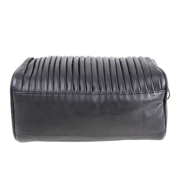 Topshop BLACK GENUINE LEATHER RUFFLE ZIP TOP HOBO SHOULDER BAG HANDBAG PURSE - Picture 5 of 14